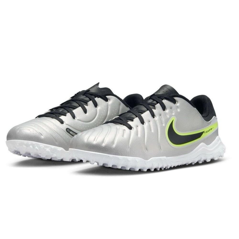 Nike Tempo Legend 10 Kids Turf Soccer Sneaker Size 6 Youth Silver Athletic Shoes